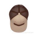 6 Paneel Trucker Cap met bruine lederen patch